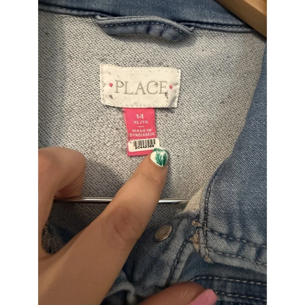 Childrens Place Jean Jacket Girls Size XL 14 Stretch Blue Soft Denim 100%Lyocell
